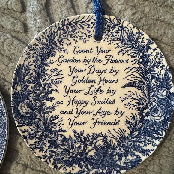 Blue and White Decorative Plate with Home Quote - Picture 4 of 6